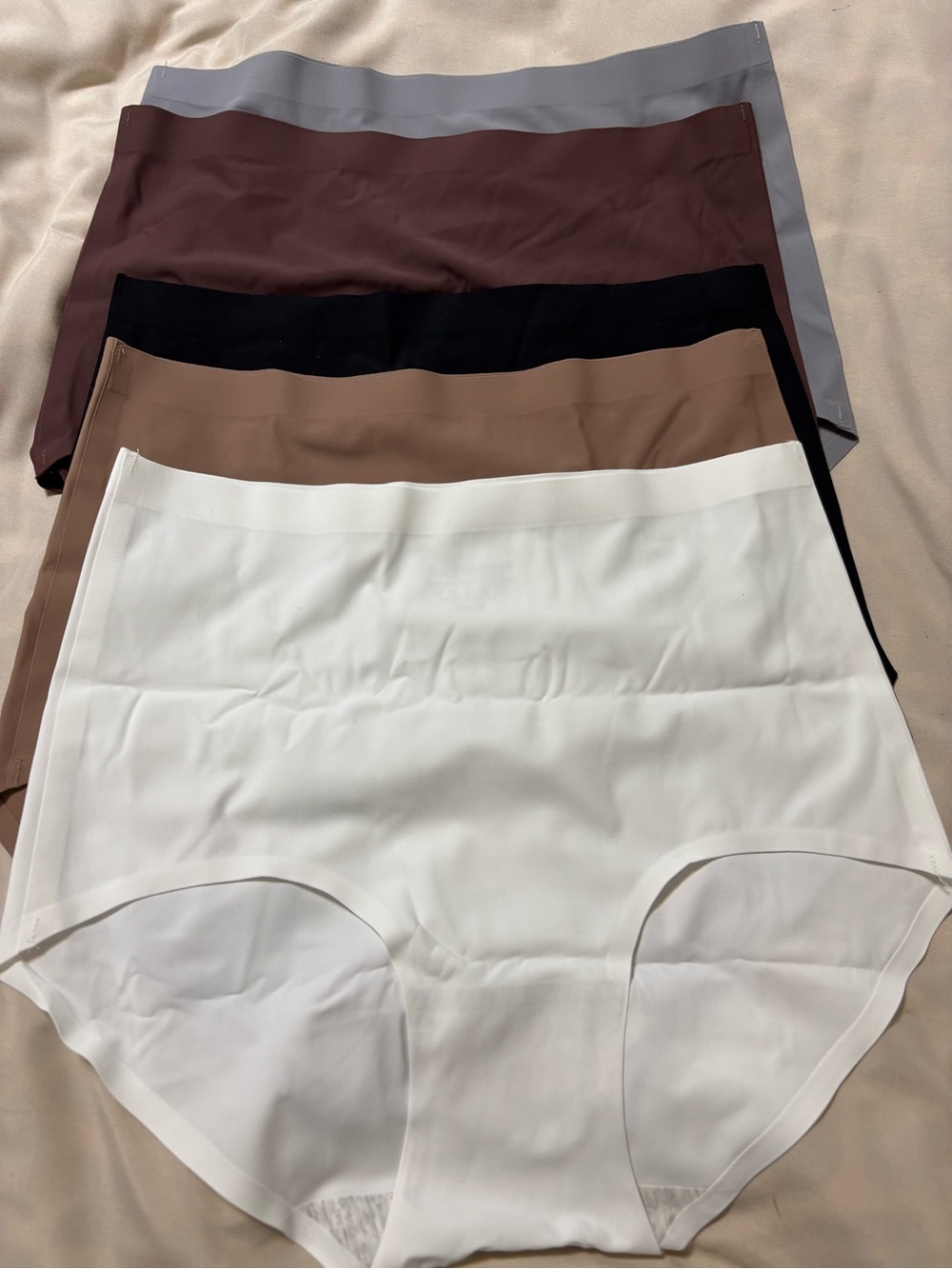 High-Waist Smooth Women’s Briefs Seamless— White, Tan, Black, Brown, Gray 
5 PK